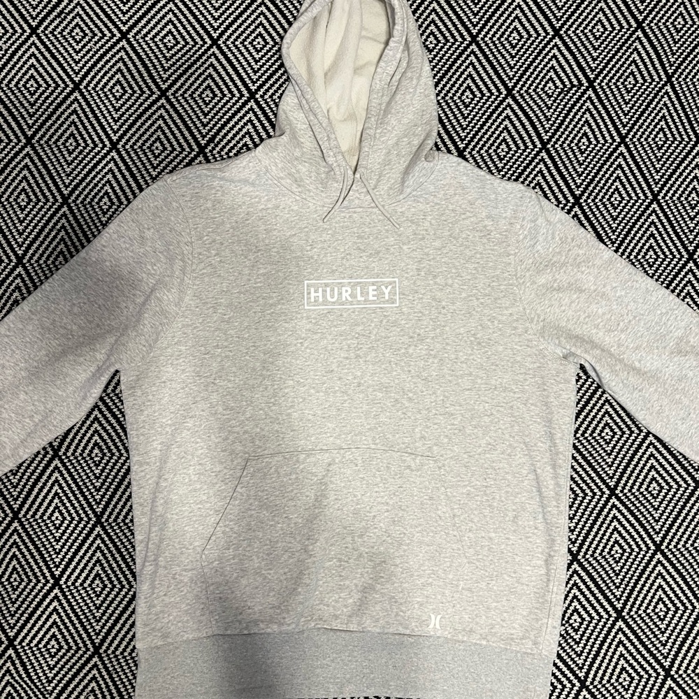 Hurley Light Gray Pullover Hoodie with White Logo
